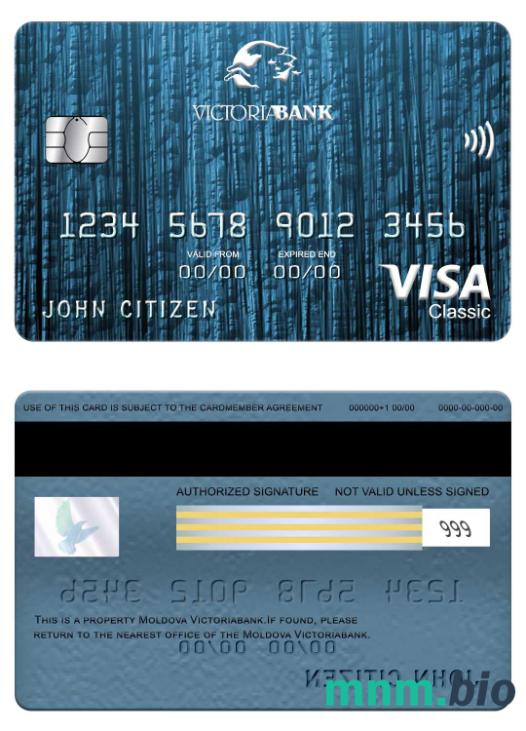 Moldova Victoriabank visa klasyczny karta przykład w formacie PSD